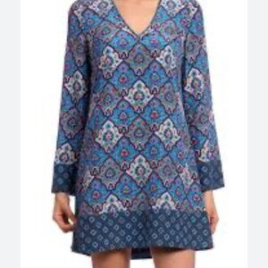 Juicy Couture Boho Mini Dress Long Sleeves Silk Sz 10